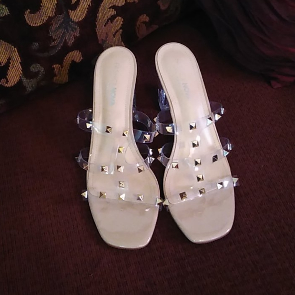Nude studded sandals